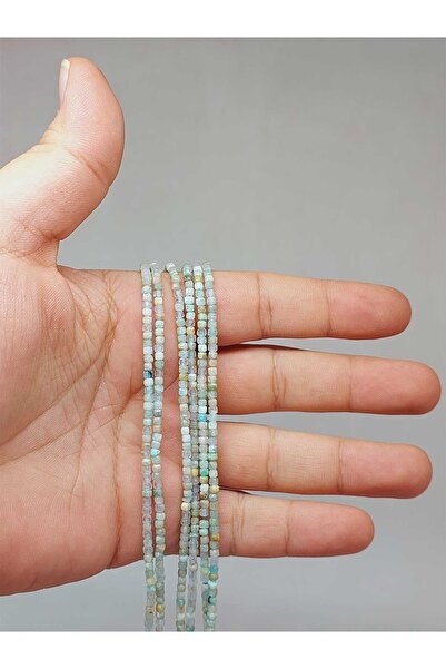 Yasamtohumu Bileklik Boy Amazonit Taşı Küp Şekilli Dizi 2mm (51126) Yarım Diz...