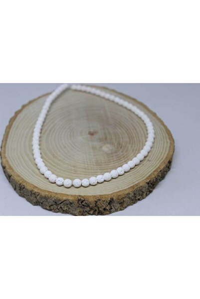 Yasamtohumu سوار أبيض اللون بطول حجر الحمم البركانية - نصف سلسلة 6 مم (طول 18...