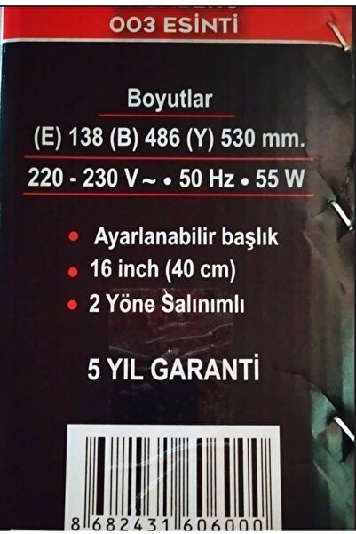 GRÜNBERG Grünberg Masa Üstü 5 YAPRAK Sessiz Vantilatör