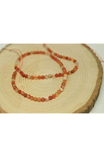 Yasamtohumu Bileklik Boy Akik Taşı Faset Kesim Yarım Dizi 4mm (24035) (18CM UZUNLUĞUNDADIR)