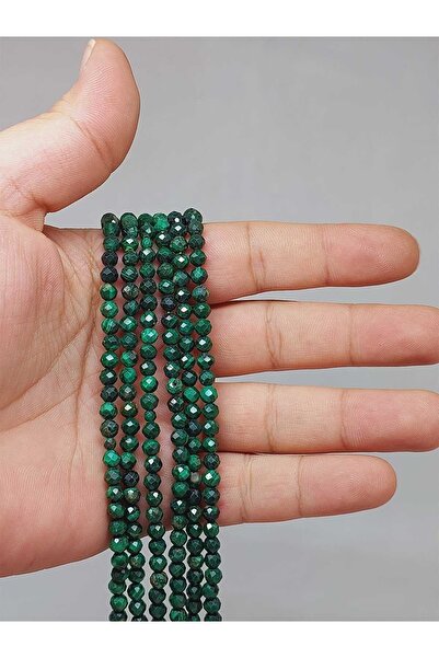 Yasamtohumu Brățară cu piatră de malachit Lungime - jumătate de șuviță 4 mm (51244) (18 CM LUNGIME)