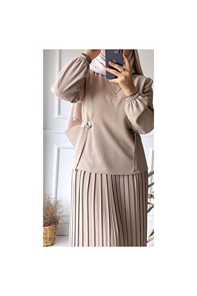 Tebessüm Life Women's Stone Pleated Skirt Set