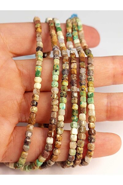 Yasamtohumu Brățară Chrysocolla de 3 mm Cub de lungime - Jumătate de șuviță 1...