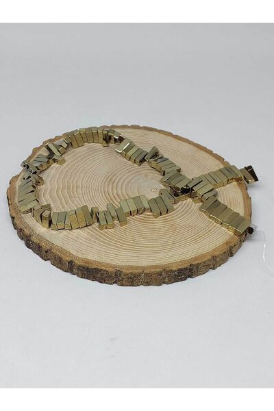 Yasamtohumu Brățară dreptunghiulară cu piatră de hematit - găuri duble, jumăt...