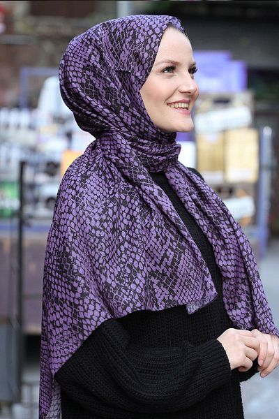 Stella Snake Pattern Cotton Shawl Purple