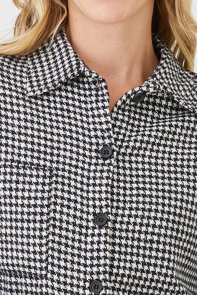 Go Veform Cămașă neagră de lemne pentru femei Houndstooth - ZN5034