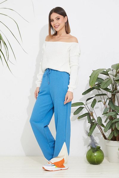Go Veform Pantaloni de trening albaștri pentru femei - Detaliu picior ZN5037