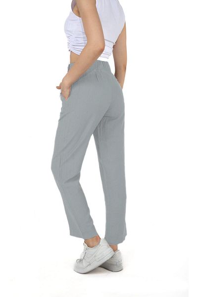 Oro verde Pantaloni de damă mărimi plus din in gri - NPL