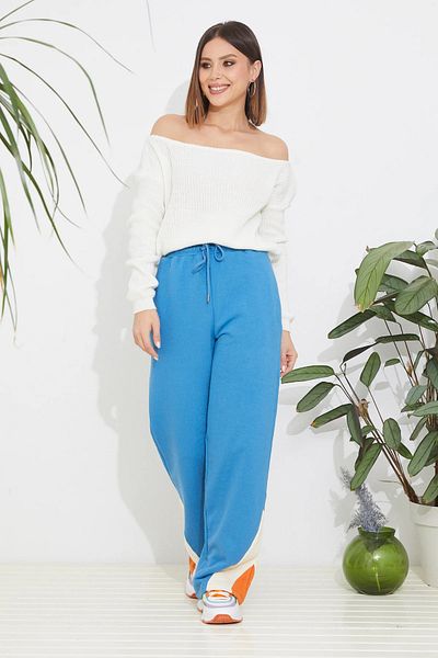 Go Veform Pantaloni de trening albaștri pentru femei - Detaliu picior ZN5037