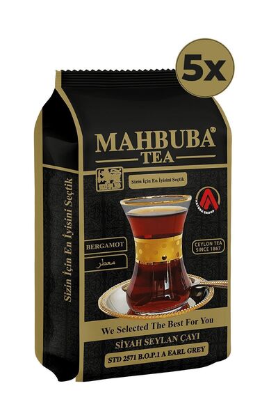 Mahbuba 5x200gr Std 2571 Earl Grey Bergamot Aromalı Ithal Seylan Ceylon Siyah Kaçak Yaprak Çayı