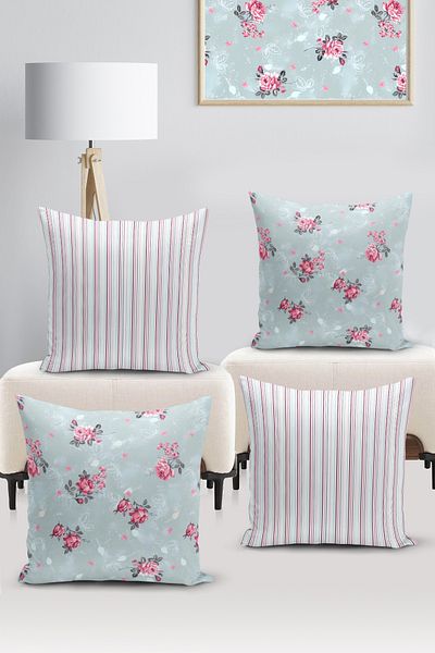 Filamente Double Sided Digital Printed 4-Piece Throw Pillow Cover Set - High Quality Washable Micropetek