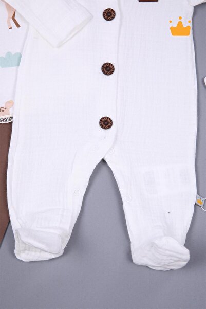 Babyhola Baby Jumpsuit with Muslin Booties Unisex 1087