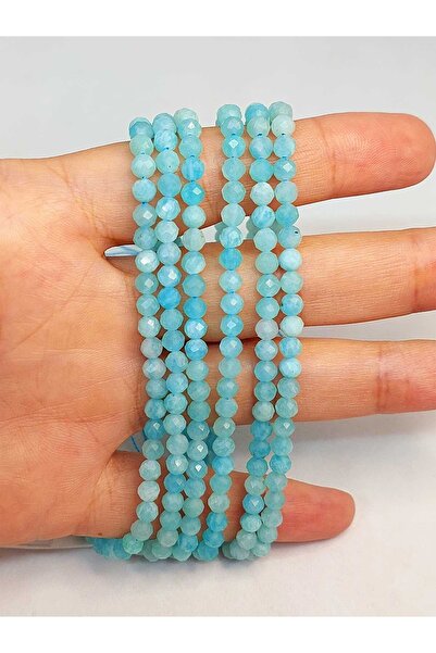 Yasamtohumu Amazonit Sa kamenčićima Fasetirana kroj narukvica - Pola niza 4mm...