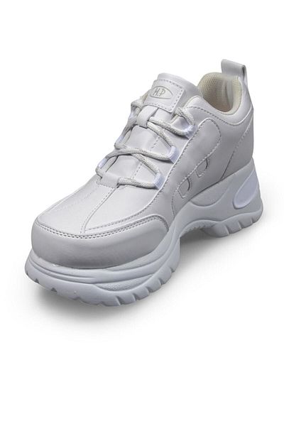 M.P. Pantofi sport albi cu talpă înaltă pentru femei Mp 231-305zn 650