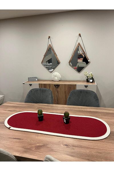 Türkmen Ev Tekstil American Service Jute and Wicker Runner - Supla Table and Coffee Table Cover Decor Presentation