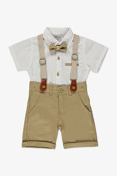 Terry 4-Piece Set with Bow Tie, Capri, Shirt and Straps