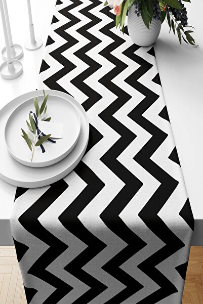 uygun dekor Siyah Beyaz Zigzag Geometrik Desen Leke Tutmaz Kumaş Salon Mutfak...