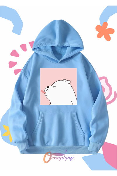 oneagılyazı Унисекс детска суитшърт - куче с изплезен език, с качулка