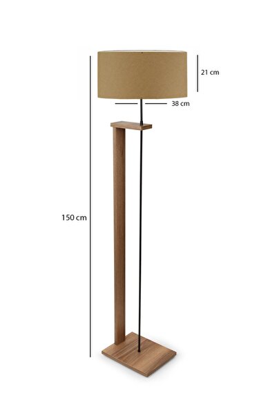 HOMİNG Pi Ahşap Gövdeli Vizon Kumaş Başlıklı Lambader Ayd-3131