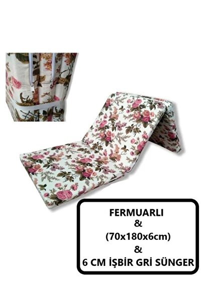 Mor Minder Katlanır Kamp Yatağı Çadır Yatağı 70x180 6 Cm Işbir Gri Kalın Süng...
