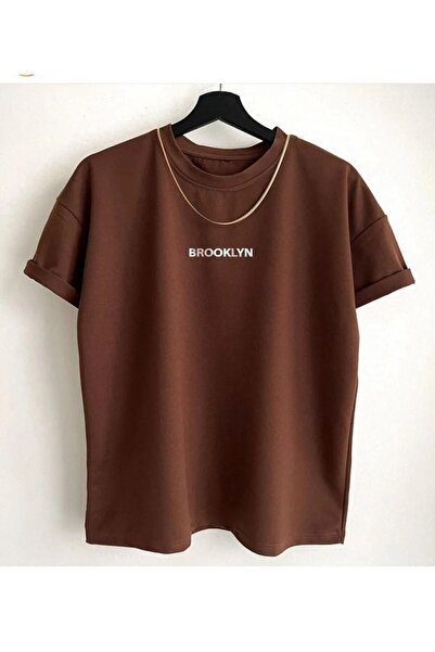 MEİLİFENG Tricou unisex oversize cu imprimeu Brooklyn, cu mânecă scurtă, cu d...