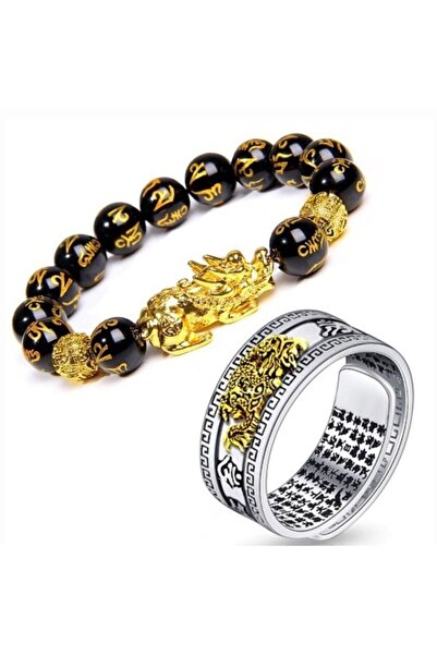 Alsade مجموعة Feng Shui Pixiu Wealth وسوار الحظ السعيد وPixiu Charms Luck Ring