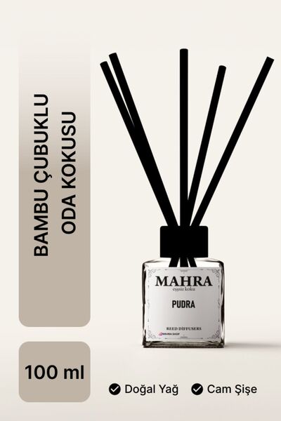 Pudra Bambu Çubuklu Oda Kokusu Esansiyel Uçucu Yağ Reed Diffuser 100ml