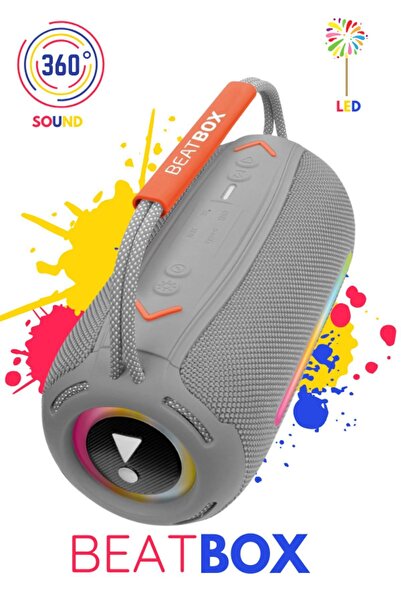 Maybax Beatbox Gri Led Işıklı Dayanıklı Ses Bombası Usb Sd Aux Fm Radyo Bluet...