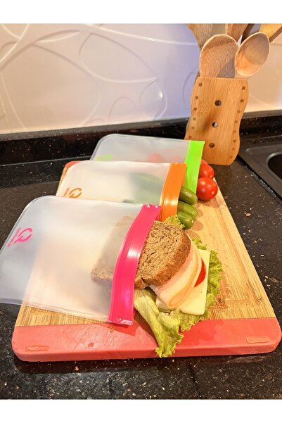 QOOQLA Yıkanabilir 3'lü Gıda Saklama Poşeti-16x18 Cm - Sandviç, Atıştırmalık ...