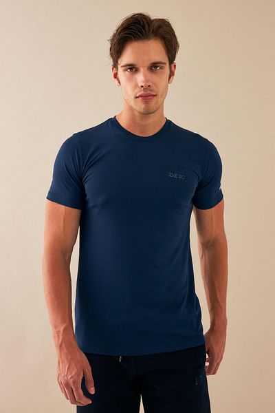 Escetic Μπλουζάκι Navy Slimfit Sports - Αναπνεύσιμο, Βαμβακερό ύφασμα, Μηδενικός Λαιμός - T0095