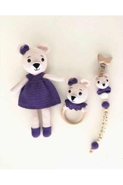 amigurumitoys Suslu Ayicik Yenidogan Set