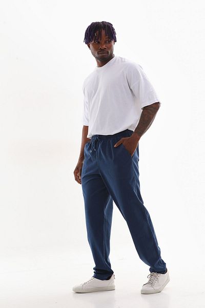 Nika Hambez Linen Unisex Navy Blue Trousers