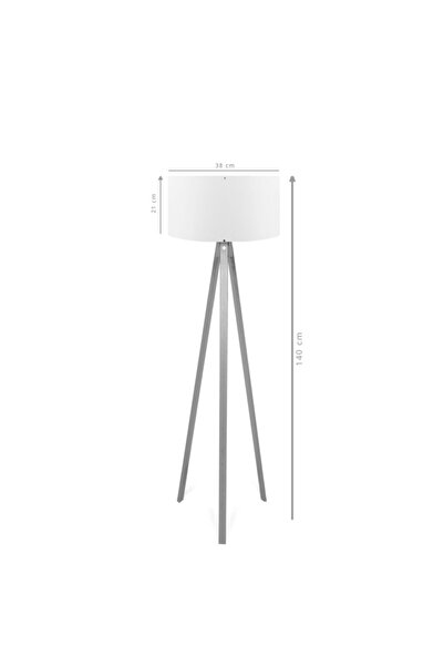 HOMİNG Ceviz Ahşap Üç Ayaklı Lambader Kumaş Başlık