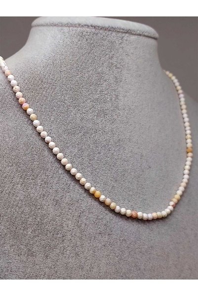 Yasamtohumu Beyaz Opal Taşı 3mm Kolye (SABİT KLİPSLİ)