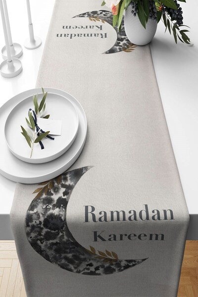 uygun dekor Ay Desenli Ramazan Temalı Leke Tutmaz Kumaş Salon Mutfak Masa Değ...