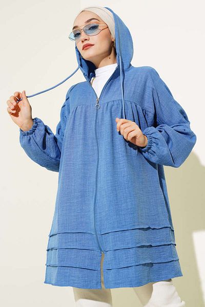 VOLT CLOTHİNG Czarna lniana bluza z kapturem i rękawami typu nietoperz dla kobiet