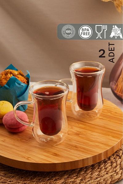 HOMENIVA Double Walled Tea Cup with 2 Joy Handles