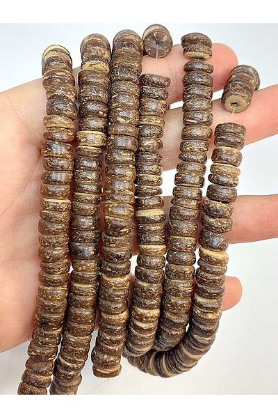 Yasamtohumu Coajă de nucă de cocos - Brățară din lemn tăiată cu jumătate de șaibă Dimensiune 8,5*3 mm (are 18 cm lungime)