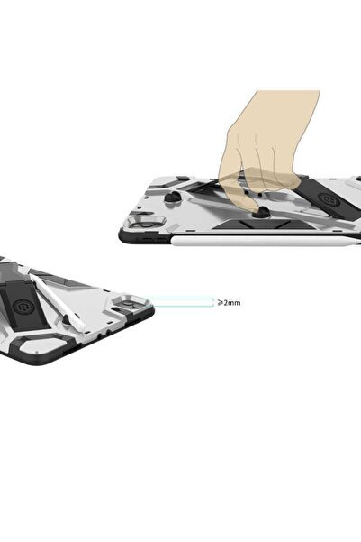 MOBAX Ipad Pro 11 2023 Air 11 Inç 2024 Kılıf Zırh Tank Tablet Silikon Case Gri A2228 A2068 A2230 A2231