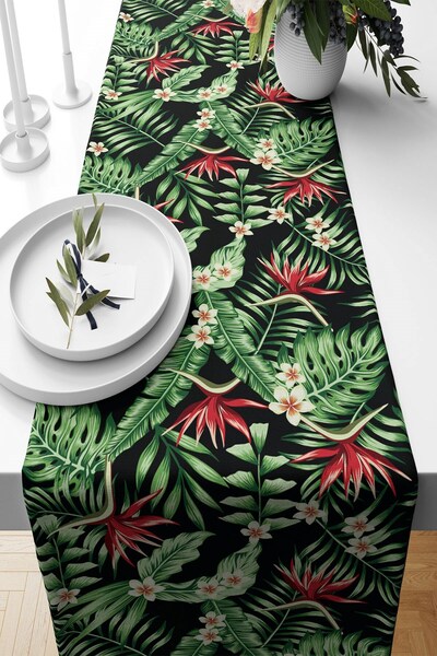uygun dekor Tropikal Büyük Yaprak Desenli Leke Tutmaz Kumaş Salon Mutfak Masa...