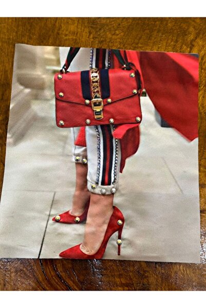 Gönülden Tasarım Geantă pentru femei cu detalii din piatră de 22x20 cm - Acce...