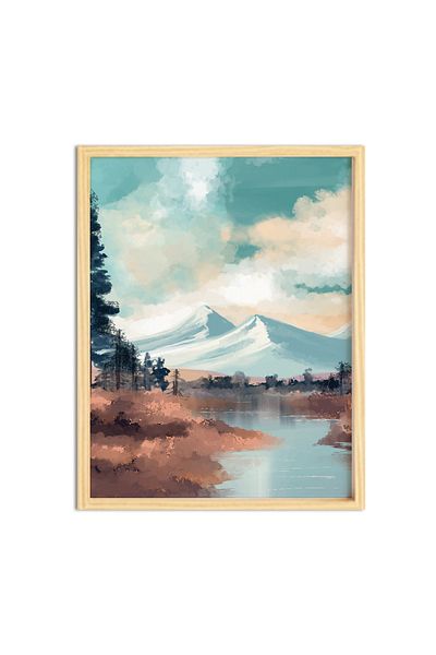 Ayışığı Dizayn Set de pictură de perete unică poster cu cadru din lemn natural de râu vintage boem-scandinav