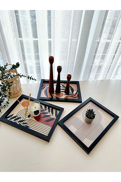 DEKORMED DECORATIVE 3-PIECE BOHEM BOARD/TABLE/ PRESENTATION/ ORGANIZER SET