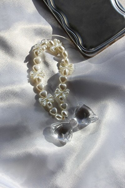 klovi Fiyonk Model İncili İp Telefon Askısı Telefon Charmı