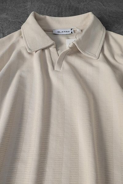 Slatra Ανδρικό μπλουζάκι πόλο μπεζ Jacquard