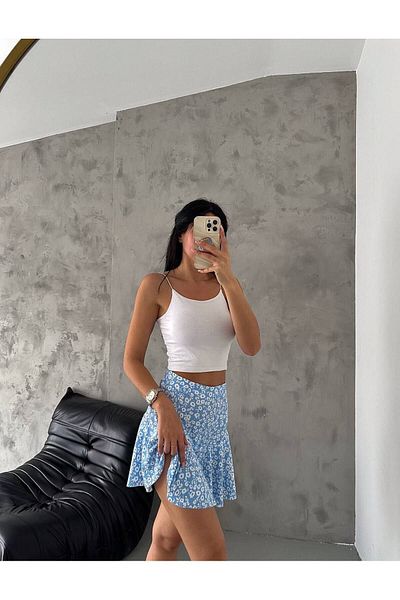 SUYA US WEAR Fusta scurtă din țesătură înfășurată cu modele florale