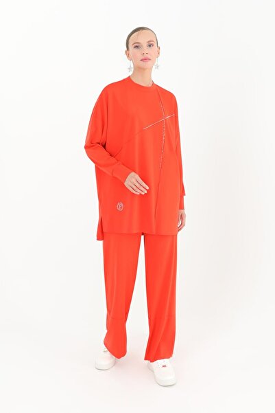 Puane VİSKON KUMAŞ ÖNÜ TAŞLI TESETTÜR TUNİK