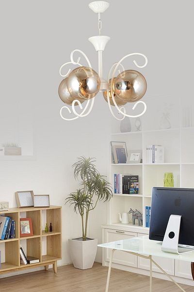 SONSUZ AYDINLATMA&AVİZE Violet White 4-Piece Honey Globe Glass Modern Luxury Chandelier