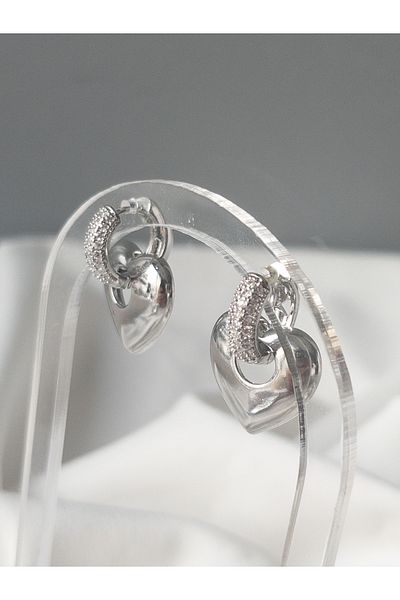 Siya Silver Heart Model Zircon Stone Women's Earrings