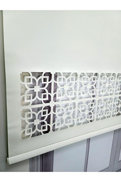 BBB Stor Perde Desenli Lazer Kesim Kalın Kumaşlı Ekru Ml105
